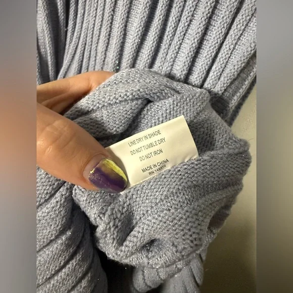 Indikah by Angel Biba Rani Ribbed Midi Dress in Sparkly Blue Size Medium - Picture 12 of 13